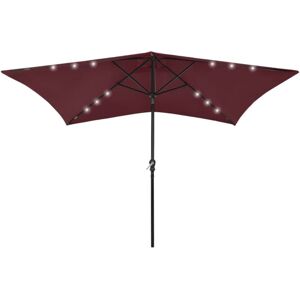 vidaXL Parasol with LEDs and Steel Pole Bordeaux Red - Outdoor Umbrella vidaXL Parasol with LEDs and Steel Pole Bordeaux Red - Outdoor Umbrella