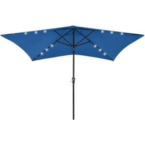 vidaXL Parasol with LEDs and Steel Pole Azure Blue - Outdoor Umbrella vidaXL Parasol with LEDs and Steel Pole Azure Blue - Outdoor Umbrella