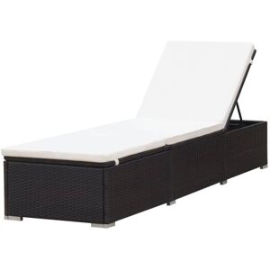 Vidaxl - Sun Lounger with Cream White Cushion Poly Rattan Brown Vidaxl - Sun Lounger with Cream White Cushion Poly Rattan Brown