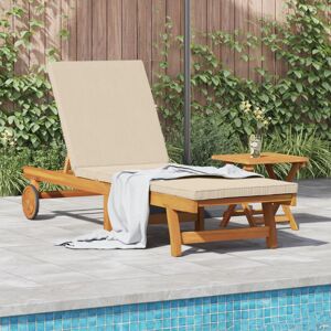Vidaxl Beige Wood Sun Lounger with Wheels Vidaxl Beige Wood Sun Lounger with Wheels