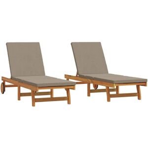 Vidaxl - Sun Lounger 2 pcs Brown 63 x 199 x 85cm Solid Acacia wood Vidaxl - Sun Lounger 2 pcs Brown 63 x 199 x 85cm Solid Acacia wood
