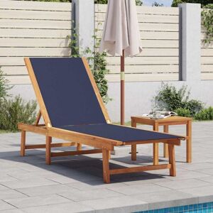 Vidaxl - Sun Lounger with Table Blue Solid Wood Acacia and Textilene Vidaxl - Sun Lounger with Table Blue Solid Wood Acacia and Textilene