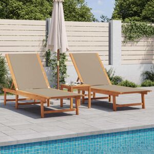 Sun Loungers 2 pcs Taupe Solid Wood Acacia and Textilene vidaXL Sun Loungers 2 pcs Taupe Solid Wood Acacia and Textilene vidaXL
