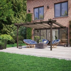 Rutland County Garden Furniture Ltd - Wall Mounted Double Garden Pergola - Wood - L240 x W420 x H270 cm - Rustic Brown Rutland County Garden Furniture Ltd - Wall Mounted Double Garden Pergola - Wood - L240 x W420 x H270 cm - Rustic Brown