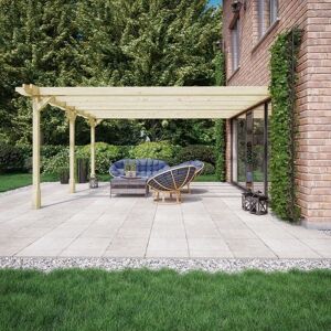 RUTLAND COUNTY GARDEN FURNITURE LTD Wall Mounted Double Premium Pergola 3 Posts - Wood - L240 x W660 x H270 cm - Light Green RUTLAND COUNTY GARDEN FURNITURE LTD Wall Mounted Double Premium Pergola 3 Posts - Wood - L240 x W660 x H270 cm - Light Green