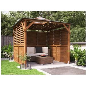 Dunster House Ltd. - Dunster House Wooden Gazebo with Sides Erin 2.5m x 2.5m Half Height Solid Wall Half Louvre Garden Shelter with Roof Felt Dunster House Ltd. - Dunster House Wooden Gazebo with Sides Erin 2.5m x 2.5m Half Height Solid Wall Half Louvre Garden Shelter with Roof Felt