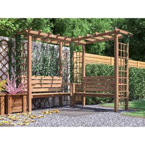 Dunster House Ltd. - Dunster House Wooden Pergola Garden Arch With Corner Bench, Trellis, Seating with Armrests and Mini Corner Table Gerlinde Dunster House Ltd. - Dunster House Wooden Pergola Garden Arch With Corner Bench, Trellis, Seating with Armrests and Mini Corner Table Gerlinde