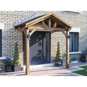 Dunster House Ltd. - Dunster House Wooden Porch Canopy Kit 3m x 1.5m Pressure Treated Door Shelter Thunderdam Full Height 2 Post Dunster House Ltd. - Dunster House Wooden Porch Canopy Kit 3m x 1.5m Pressure Treated Door Shelter Thunderdam Full Height 2 Post