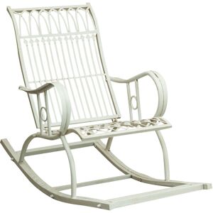 Biscottini - Wrought iron made antiqued white finish W127xDP64xH90 cm sized armchair rocking chair Biscottini - Wrought iron made antiqued white finish W127xDP64xH90 cm sized armchair rocking chair