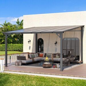 YODOLLA 3.65m x 3.65m Aluminium Gazebo,Wall-Mounted Awning Gazebo,Lean to Pergola,Hardtop Roof Heavy Duty Metal Pergola for Outdoor Garden, Black YODOLLA 3.65m x 3.65m Aluminium Gazebo,Wall-Mounted Awning Gazebo,Lean to Pergola,Hardtop Roof Heavy Duty Metal Pergola for Outdoor Garden, Black