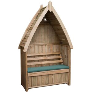 Zest - Cheltenham Arbour Wooden Garden Seat & Storage Box & Green Seat Pad Cushion Zest - Cheltenham Arbour Wooden Garden Seat & Storage Box & Green Seat Pad Cushion