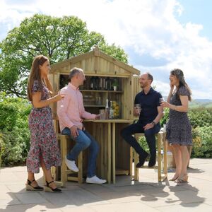 Zest - Garden Bar & 2 Stool Seat Set Wooden Outdoor Storage Folding Table & Cover Zest - Garden Bar & 2 Stool Seat Set Wooden Outdoor Storage Folding Table & Cover