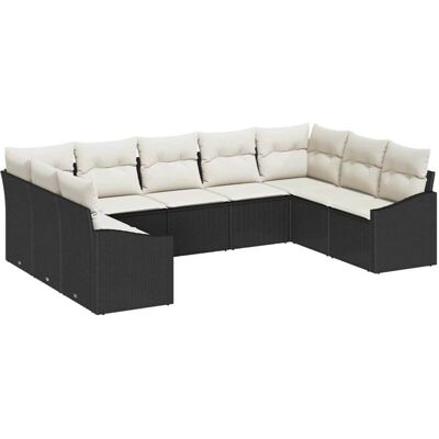 Vidaxl Garden Sofa Set - 9 Pieces Black Weatherproof Rattan Vidaxl Garden Sofa Set - 9 Pieces Black Weatherproof Rattan