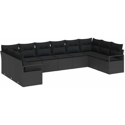 Brand Unknown Garden Sofa Set - 3-Piece Black Modular Outdoor Furniture Brand Unknown Garden Sofa Set - 3-Piece Black Modular Outdoor Furniture