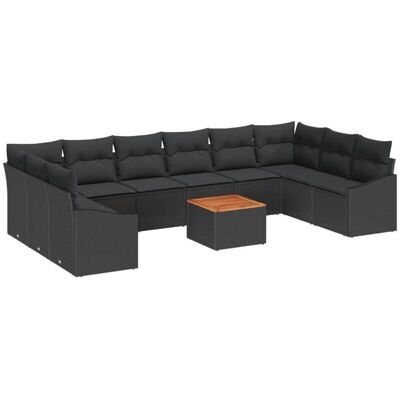 VIDAXL Garden Sofa Set 11 Pieces - Black, Modular, Weatherproof VIDAXL Garden Sofa Set 11 Pieces - Black, Modular, Weatherproof
