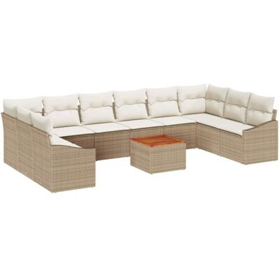 Home Garden Modular Sofa Set - 11 Piece Beige Rattan Lounge Home Garden Modular Sofa Set - 11 Piece Beige Rattan Lounge
