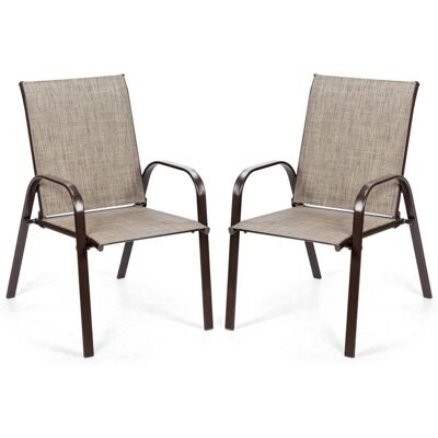 Costway - 2 Pcs Patio Dining Chairs Bistro Chairs W/Curved Armrests-Grey Costway - 2 Pcs Patio Dining Chairs Bistro Chairs W/Curved Armrests-Grey