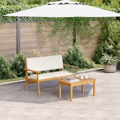 vidaXL Creme Weiß Akazienholz - Garden Bench Set vidaXL Creme Weiß Akazienholz - Garden Bench Set