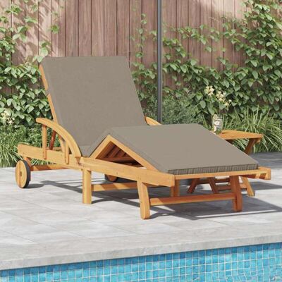 Vidaxl Solid Teca Wood Taupe Foldable Sun Lounger - Sun Lounger Vidaxl Solid Teca Wood Taupe Foldable Sun Lounger - Sun Lounger