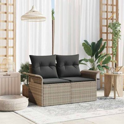 Vidaxl Garden 2-Seater Sofa - Synthetic Rattan, Cushions Vidaxl Garden 2-Seater Sofa - Synthetic Rattan, Cushions