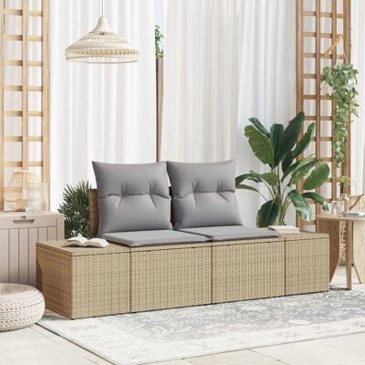 VIDAXL 2-Seater Garden Sofa - Beige, Water-resistant, Storage VIDAXL 2-Seater Garden Sofa - Beige, Water-resistant, Storage