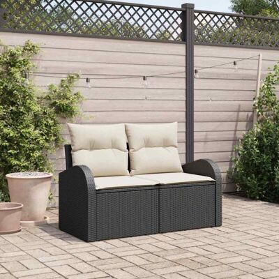 Vidaxl Garden Sofa - Black and Cream - Outdoor 2-Seater Vidaxl Garden Sofa - Black and Cream - Outdoor 2-Seater