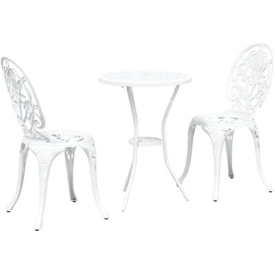 Vidaxl Garden Bistro Set - White - Durable Metal, Compact & Elegant Vidaxl Garden Bistro Set - White - Durable Metal, Compact & Elegant