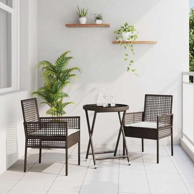 Vidaxl Brown 3-Piece Garden Bistro Set - Garden Furniture Vidaxl Brown 3-Piece Garden Bistro Set - Garden Furniture