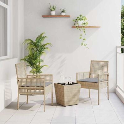 Vidaxl Garden Bistro Set - 3-piece with Cushions - Beige Vidaxl Garden Bistro Set - 3-piece with Cushions - Beige