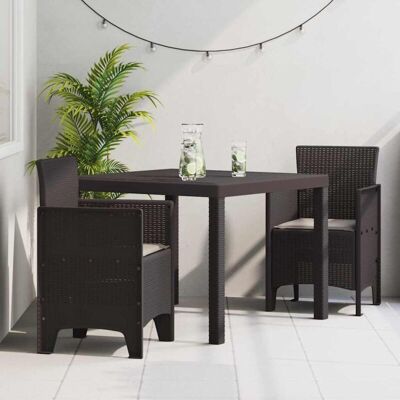 Vidaxl - 3-Piece - Dark Brown - Polypropylene - Garden Dining Set Vidaxl - 3-Piece - Dark Brown - Polypropylene - Garden Dining Set