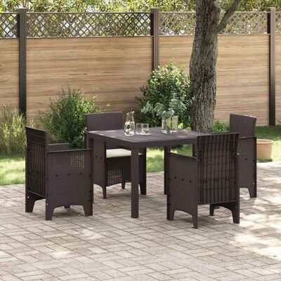 Vidaxl - 5-Piece Garden Dining - Brown - Synthetic Rattan - Dining Set Vidaxl - 5-Piece Garden Dining - Brown - Synthetic Rattan - Dining Set
