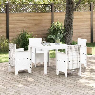 VIDAXL Garden Dining Set - Modern Rectangular White Rattan - Garden Furniture VIDAXL Garden Dining Set - Modern Rectangular White Rattan - Garden Furniture