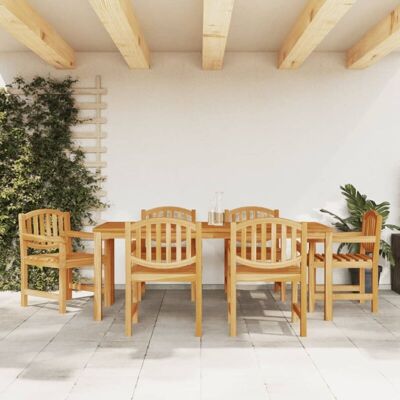 vidaXL Garden Dining Set Outdoor Table Chairs 150 cm Solid Teak Wood vidaXL Garden Dining Set Outdoor Table Chairs 150 cm Solid Teak Wood