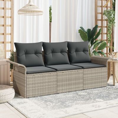 VidaXL Garden Sofa Set 3 Pieces Light Gray Poly-rattan VidaXL Garden Sofa Set 3 Pieces Light Gray Poly-rattan