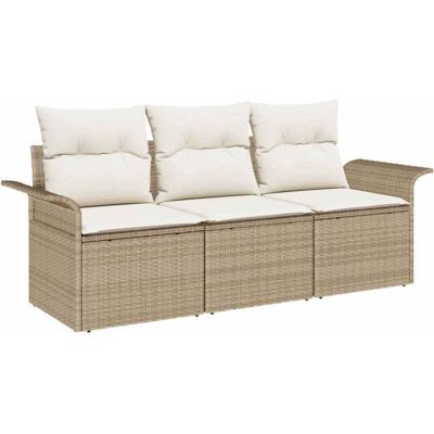 Vidaxl Garden Sofa Set 3 Pieces Beige Polyester Rattan Vidaxl Garden Sofa Set 3 Pieces Beige Polyester Rattan
