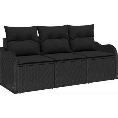 Vidaxl Garden Sofa 3-Piece Set Black - Outdoor Furniture Vidaxl Garden Sofa 3-Piece Set Black - Outdoor Furniture