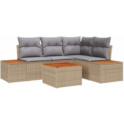 vidaXL Garden Sofa Set 5pcs Beige Poliratán - Garden sofa set vidaXL Garden Sofa Set 5pcs Beige Poliratán - Garden sofa set