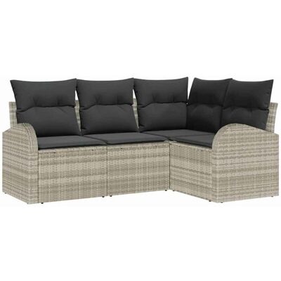 Vidaxl Garden Sofa Set - 4 Piece Modern Outdoor Rattan Gray Vidaxl Garden Sofa Set - 4 Piece Modern Outdoor Rattan Gray