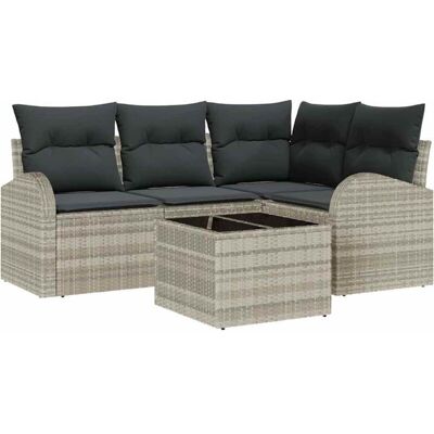 Vidaxl Sofa Set 5 Pieces Gray Poly Rattan - Sofa Set Vidaxl Sofa Set 5 Pieces Gray Poly Rattan - Sofa Set