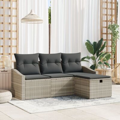 Vidaxl - 4-Piece Patio Sofa Set - Grey Rattan Vidaxl - 4-Piece Patio Sofa Set - Grey Rattan