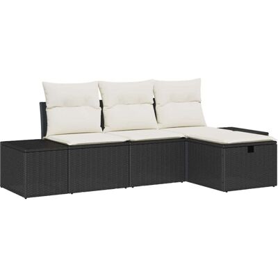 VidaXL Garden Sofa Set - Modern Synthetic Rattan, Weather-Resistant Cushions - Seats 4 VidaXL Garden Sofa Set - Modern Synthetic Rattan, Weather-Resistant Cushions - Seats 4