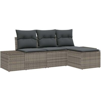 Vidaxl Garden Sofa Set - Gray - Modular, Weatherproof, 4 Pieces Vidaxl Garden Sofa Set - Gray - Modular, Weatherproof, 4 Pieces