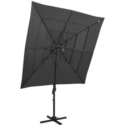 vidaXL 4-Tier Parasol Aluminium Pole Outdoor Sunshade vidaXL 4-Tier Parasol Aluminium Pole Outdoor Sunshade