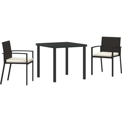 Vidaxl Garden Dining Set 3 Black Poliratán Vidaxl Garden Dining Set 3 Black Poliratán
