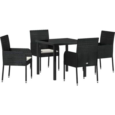 VidaXL Garden Dining Set 5 pcs Cushions Black - Garden Dining Set VidaXL Garden Dining Set 5 pcs Cushions Black - Garden Dining Set