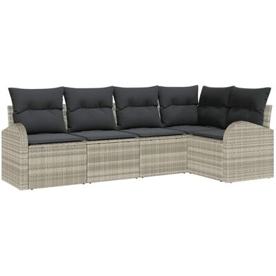 Vidaxl Garden Sofa Set - 5 Pieces, Grey, Rattan Vidaxl Garden Sofa Set - 5 Pieces, Grey, Rattan