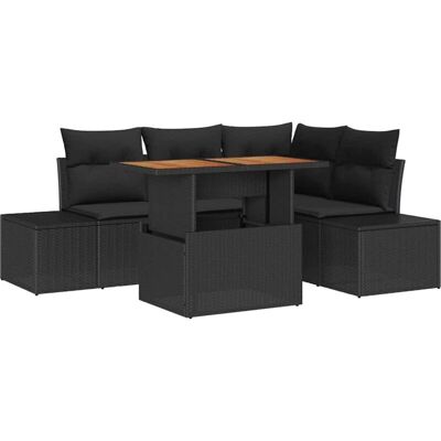 Black Garden Sofa Set - 5-Piece Outdoor Rattan Furniture Black Garden Sofa Set - 5-Piece Outdoor Rattan Furniture