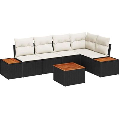 Vidaxl Black 6-Piece Garden Sofa Set - Outdoor Furniture Vidaxl Black 6-Piece Garden Sofa Set - Outdoor Furniture