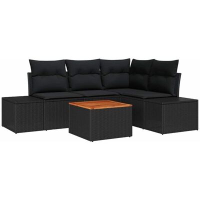 vidaXL Garden Sofa Set 5-Piece Black Poliratán Rectangular - garden sofa set vidaXL Garden Sofa Set 5-Piece Black Poliratán Rectangular - garden sofa set