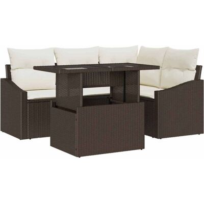 VIDAXL Garden Sofa Set - Brown - 5 Pieces VIDAXL Garden Sofa Set - Brown - 5 Pieces